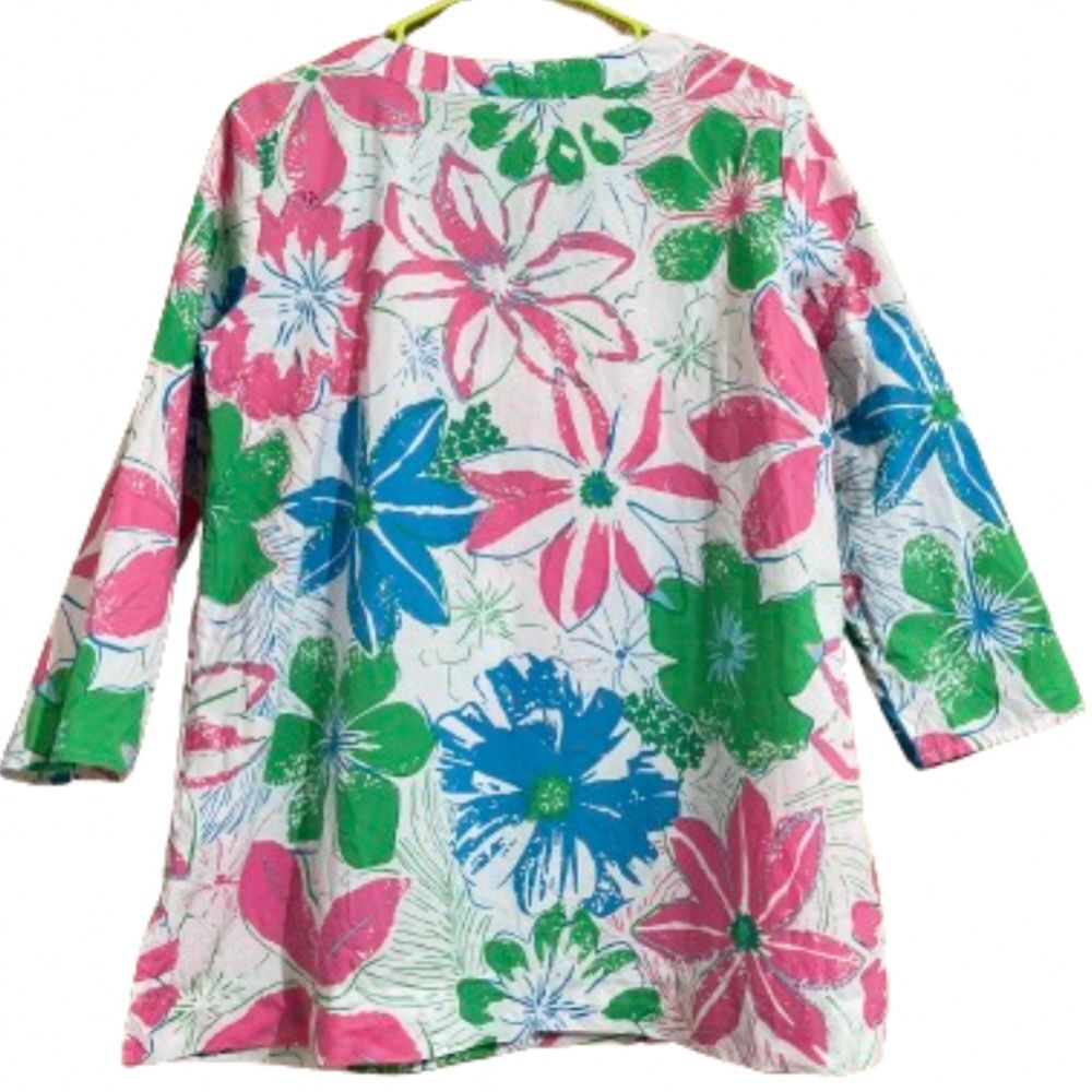 Talbots Women’s Pink Multi Tropical Floral Print 3/4 Sleeve Summer Top Sz-M - Picture 7 of 7